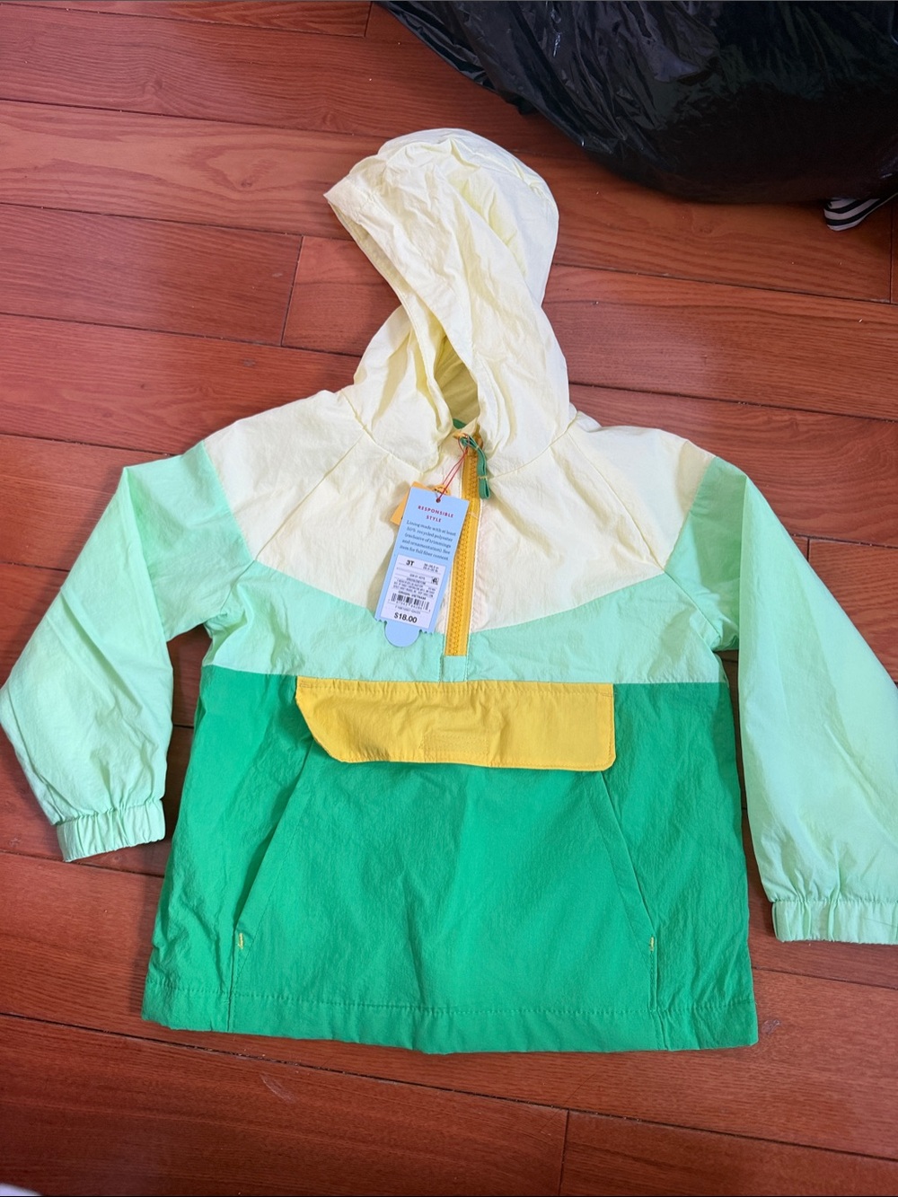 Cat & Jack Yellow, Light Green & Green Colorblock Hooded Anorak